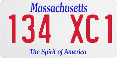 MA license plate 134XC1