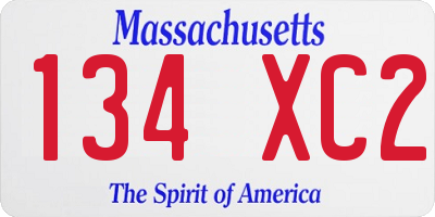 MA license plate 134XC2