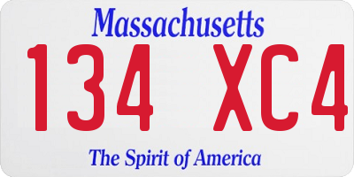 MA license plate 134XC4