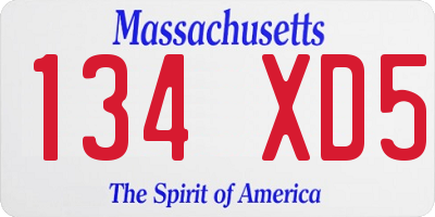MA license plate 134XD5