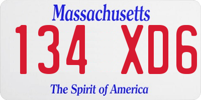 MA license plate 134XD6