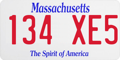 MA license plate 134XE5