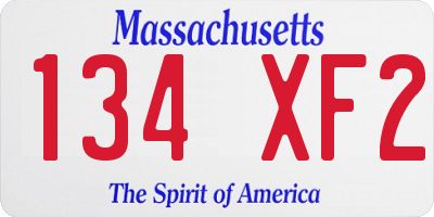 MA license plate 134XF2