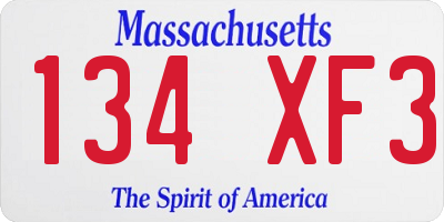 MA license plate 134XF3