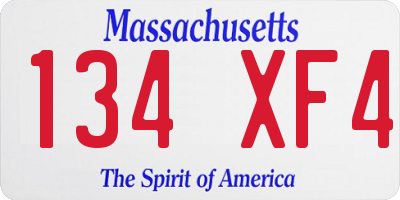 MA license plate 134XF4