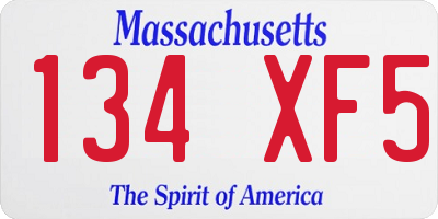 MA license plate 134XF5