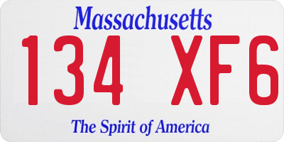 MA license plate 134XF6