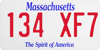 MA license plate 134XF7