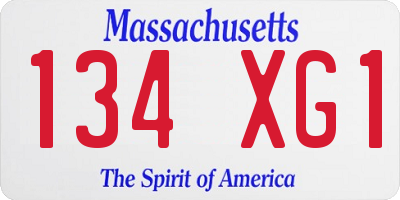 MA license plate 134XG1
