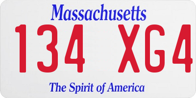 MA license plate 134XG4
