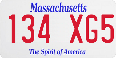 MA license plate 134XG5
