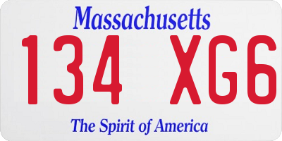 MA license plate 134XG6