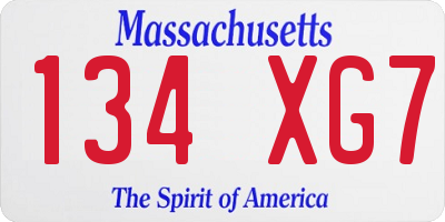MA license plate 134XG7