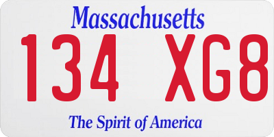 MA license plate 134XG8