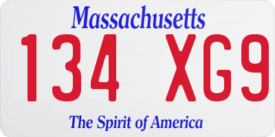 MA license plate 134XG9