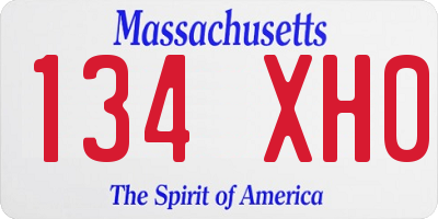 MA license plate 134XH0