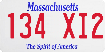 MA license plate 134XI2