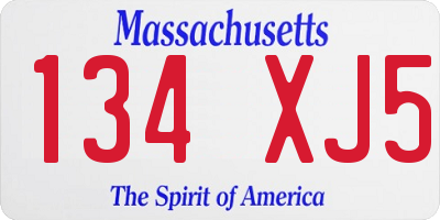 MA license plate 134XJ5