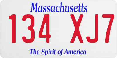 MA license plate 134XJ7
