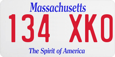 MA license plate 134XK0