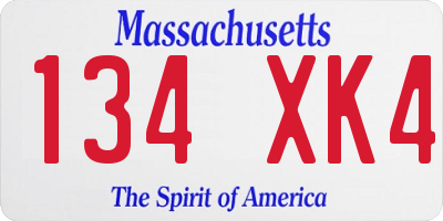 MA license plate 134XK4