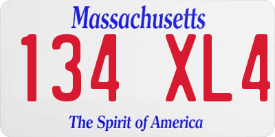MA license plate 134XL4