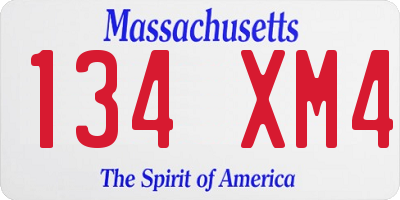 MA license plate 134XM4