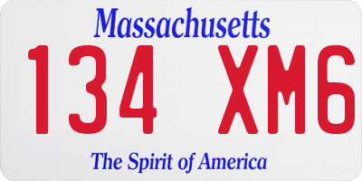 MA license plate 134XM6