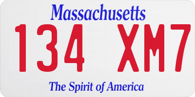 MA license plate 134XM7