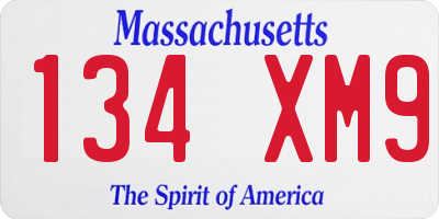 MA license plate 134XM9