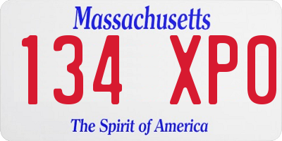MA license plate 134XP0