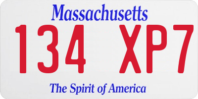 MA license plate 134XP7