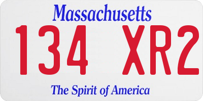 MA license plate 134XR2