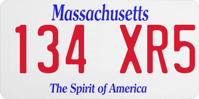 MA license plate 134XR5