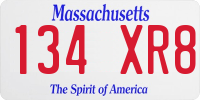 MA license plate 134XR8