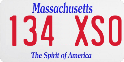 MA license plate 134XS0