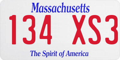 MA license plate 134XS3