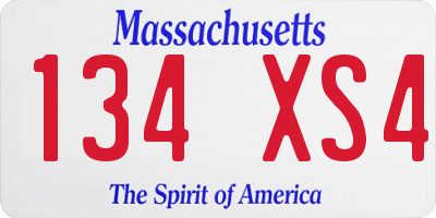 MA license plate 134XS4