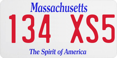 MA license plate 134XS5