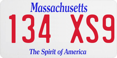 MA license plate 134XS9