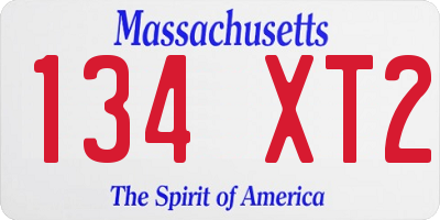 MA license plate 134XT2