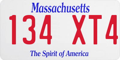 MA license plate 134XT4
