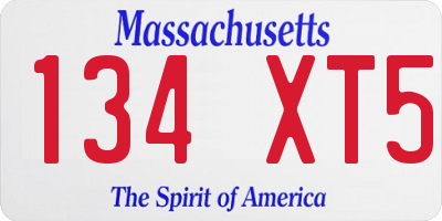 MA license plate 134XT5