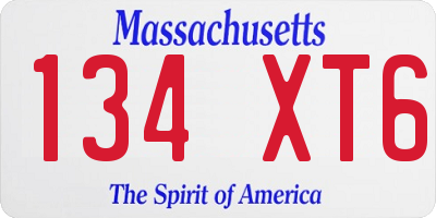 MA license plate 134XT6
