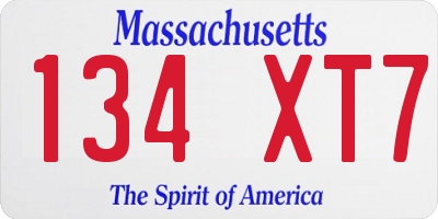 MA license plate 134XT7