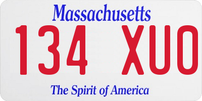 MA license plate 134XU0