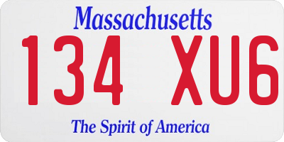MA license plate 134XU6