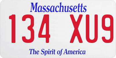 MA license plate 134XU9