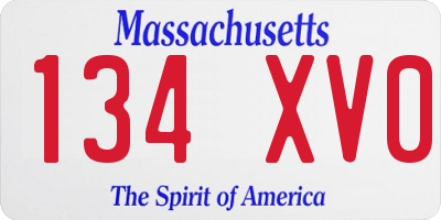 MA license plate 134XV0