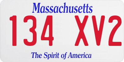 MA license plate 134XV2